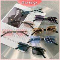 SHUIXINGZ การป้องกัน UV400 แว่นตากันแดดทรงสี่เหลี่ยมผืนผ้าไร้ขอบ Y2K ที่บังแดด ทันสมัยและทันสมัย แว่นตาสำหรับแว่นตา สำหรับผู้หญิงและผู้ชาย