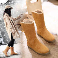 Snow Boots Womens Non-slip Flat-bottom Flock Winter Plus Velvet Thickening Warmth Shoes Inner-increasing Cotton Shoes Women