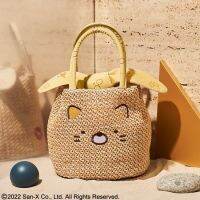 TOP☆ Japanese Appendix A-jolie cartoon cute red lip straw bag bow girl heart braided beach handbag