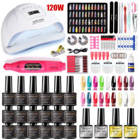 Limegirl Nail Set With 12054W UV Led lamp manicure set kit profesional machine tool kit 181210 Colors UV Nail Gel Polish Set