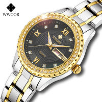 WWOOR Women Watches nd Luxury Diamond Dress Quartz Ladies Wrist Watch Stainless Steel Watches celets For Female Gift Clock