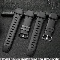 ﹍ คุณภาพสูง 18 มม. สายรัดข้อมือสำหรับ Casio PRG-260/550/250/PRG500 PRW-3500/2500/5100 สายซิลิโคนกันน้ำแบบยืดหยุ่น