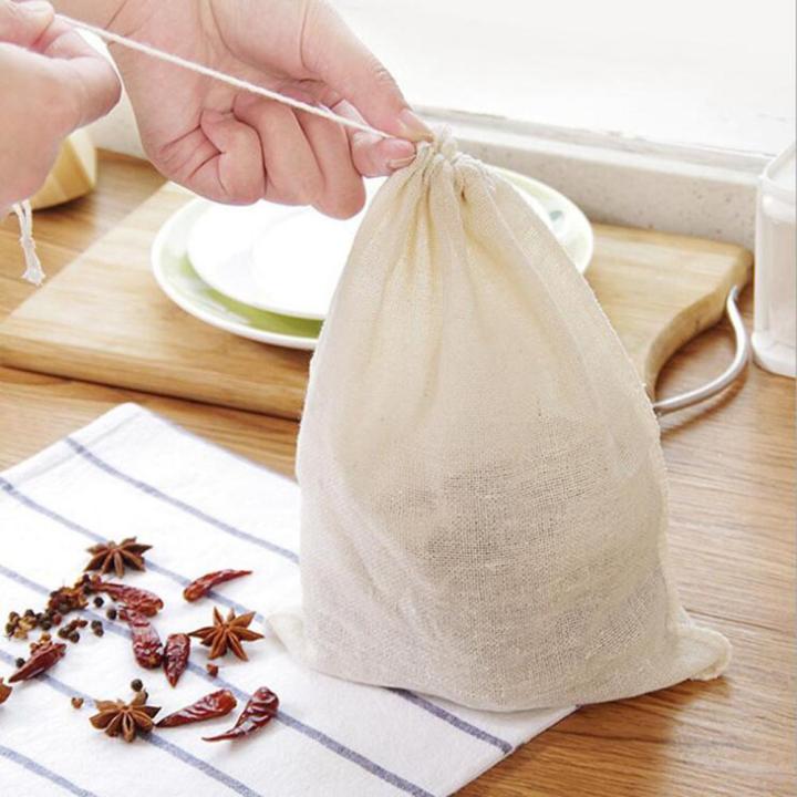 26-19cm-cotton-linen-drawstring-type-cooking-herb-filter-bagkitchen-spices-traditional-chinese-medicine-soup-bagreusable-milk-tea-strainer-bag