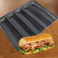 2Pcs Silicone Perforated Baking Forms Sandwich Mold French Bread Pan Food Mat 5 Loaf Non-Stick Baking Liners