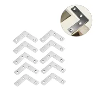 ❈₪﹍ 10pcs Furniture Fixing L Shaped Flat Plate Table Chair Corner Brace Stainless Steel Bracket Reinforcement Hardware