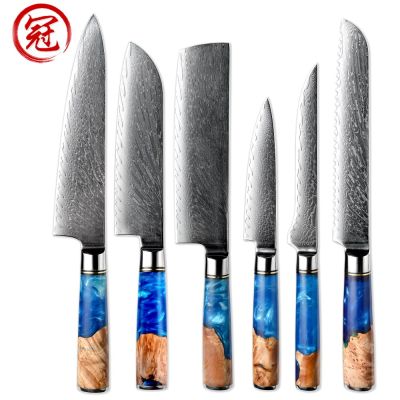 Damascus Kitchen Knives Set Professional Chef Santoku Boning Utility Paring Bread Knife 67 Layers Japanese Damascus 🔥พร้อมส่ง🔥