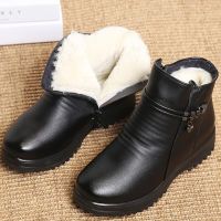 Solid Black Women Snow Boots Metal Classic Furry Winter Shoes Female Ankle Boots Winter Shoes Women Boots Women Black Boots