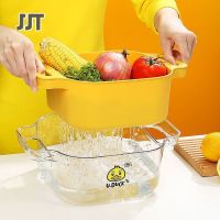 JJT [2in1] ชุดตระกร้ากรอง ตระกร้าล้างผัก กะละมังล้างผักผลไม้ พร้อมตะกร้า2ชั้น ตะกร้ากรอง ตะกร้าของชำ ตะกร้าระบายน้ำสองชั้น อ่างล้างจาน ตะกร้าผลไม้และผักแบน สิ่งประดิษฐ์ล้างผัก ตะกร้าใส่ของ