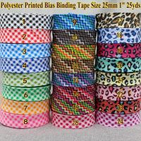 25mm 1" 25yds Polyester Printed Bias Binding Tape DIY Sewing edge striped  leopard handmade Adhesives Tape