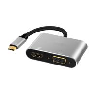 Amagogo 2in 1 USB ฮับ Type C 4K ตัวแยกจออะแดปเตอร์ HDMI &amp; พอร์ตวีจีเอ