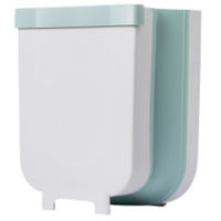 Wall Mounted Folding Waste Bin Kitchen Cabinet Door Hanging Trash Bin Garbage Car Trash Can Foldable Cleaning