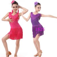 Children Professional Latin Dancing Clothes Girls Latin Ballroom Dancing Dress Kids Salsa Tassels Stage Dancewear Costumes Dress