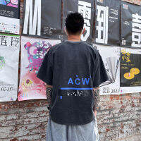 A-Cold-Wall T เสื้อผู้ชายผู้หญิงคุณภาพสูงสีดำ Wash Do เก่าแขนสั้น Top Tee Blue Monogram พิมพ์ ACW เสื้อยืด