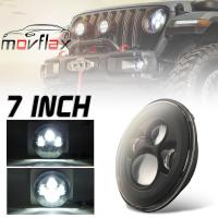 MovFlax 7นิ้ว200W สีขาว6000K ไฟหน้า LED กลม DRL Hi/Lo Beam ชุดกันชน Wrangler เหมาะสำหรับรถจี๊ป TJ CJ