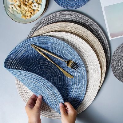 6pcs/set Round Ramie Insulation Pad Solid Placemats Linen Non Slip Table Mats Kitchen Accessories Decoration Home Pad Coaster