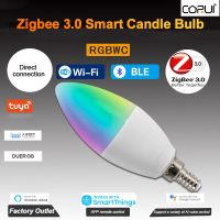 CORUI Tuya Zigbee E14 E12หลอดไฟเทียนไขอัจฉริยะ RGBCW 5W โคมไฟ LED รีโมทคอนโทรล Smartthings เข้ากันได้กับ Alexa Google Home