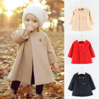 0-4 Years Baby Girl Clothes Fashion Korean Version Solid Color Button Girls Coat Spring Autumn Long Cardigan Toddler Kids Jacket