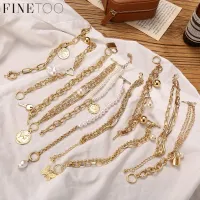 FINE TOO Fashion Gold Bracelet Pearl Butterfly Wafer Elegant Bracelet for Women Jewelry Fashoin Accessories