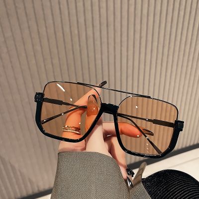 Large frame transparent black sunglasses female summer Korean versionunisex brown sunglasses female 2022 new
