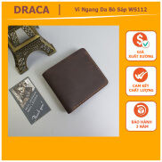DA THẬT_ Ví ngang da bò sáp WS112- 100% da bò thật, BH 3 năm