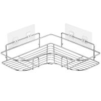 ❏◘☇ Stainless Steel Triangular Shower Rack Stainless Steel Heart Corner Rack for Toilet Kitchen Black Corner Shower Caddy