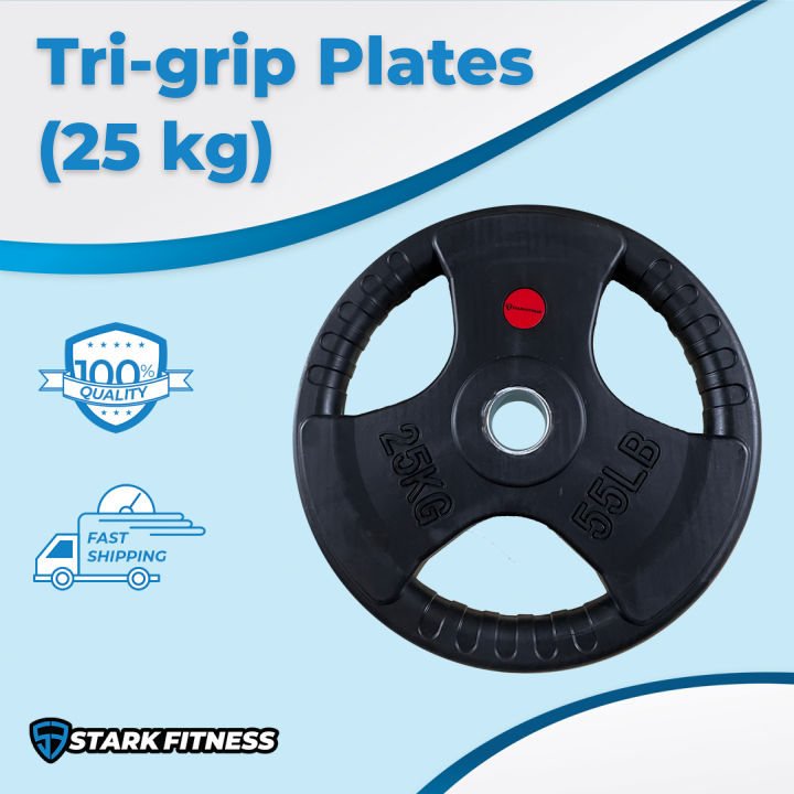 Stark Fitness Tri Grip Plate Weight Plate Rubber Coated Plate 25kg Sold By Pair Lazada Ph