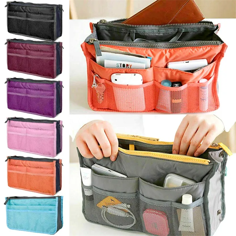 Portable Makeup Bags Pouch Hand Purse Box Storage Cosmetics Travel Desk  Organizer Insert Nylon | Lazada.Vn