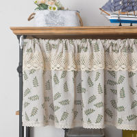 Nordic Style Short Curtains Solid Cotton Linen Lace Hem Half Tulle Curtain Wine Cabinet Door Kitchen Window Small Type: