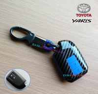 【Big Sale】เคสเคฟล่ากุญแจรีโมทรถยนต์ TOYOTA โตโยต้า รุ่น Yaris 5ประตู (2ปุ่มกด) (สีน้ำเงิน-แดง-ดำ) กรอบกุญแจรถยนต์ COD