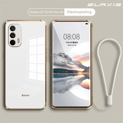 ELAXIS เคสโทรศัพท์มือถือ Realme GT 5G/GT Neo 5G/GT Neo 2T,เคสมือถือหุ้มด้วยไฟฟ้าขอบตรงบางมากๆเคสกันกระแทก TPU เคสมือถือซิลิโคนนิ่มรวมทุกอย่าง