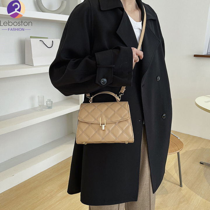 leboston-กระเป๋า-ผู้หญิงกระเป๋าสีทึบง่ายหนังเทียมแฟชั่น-rhomboid-แบบกระเป๋าถือกระเป๋าสะพายไหล่เดียว