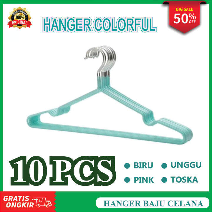 Gantungan Baju Isi Pcs Warna Warni Hanger Gantungan Baju Hanger Stainless Tebal Warna