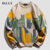 IELGY เสื้อคู่ถักหนาพิมพ์ลายสำหรับผู้ชาย,เสื้อคู่