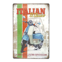 ป้ายสังกะสีวินเทจ Lambretta Italian El Clasico Blue (ปั๊มนูน), ขนาด 20x30 ซม.