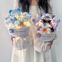 Cartoon Sanrio Hello Kitty Kuromi Cinnamoroll My Melody Plush Doll Bouquet Toys Gift Bag Valentines Day Xmas Girl Friend Gifts