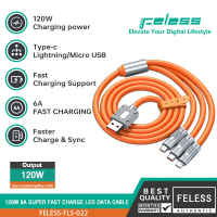 Feless สายชาร์จเร็ว 120W 1.5เมตร PD Super Fast Charging Cable 6A สายเคเบิลข้อมูล ชุดชาร์จ Type C