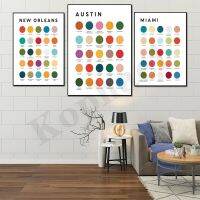 Geometric Palette Francisco Philadelphia Austin New Orleans Charleston Pittsburgh Boston Miami Home Wall Decor โปสเตอร์