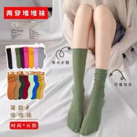 ✣☈ Bingbing Socks Womens Summer Pile Socks Womens Summer Thin Medium Stockings White Summer Internet Celebrity Ice Stockings Long Socks