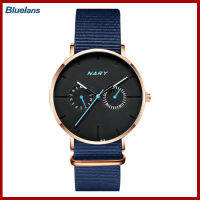 Bluelans®NARY Men รอบ Dial แถบตาข่ายเหล็ก Analog วันที่กันน้ำที่ถูกต้องนาฬิกาควอตซ์นาฬิกาข้อมือ