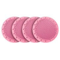 4Pcs Car Cup Holder Coaster Non-Slip Universal Insert Coaster Suitable for Most Car Interiors (Pink)