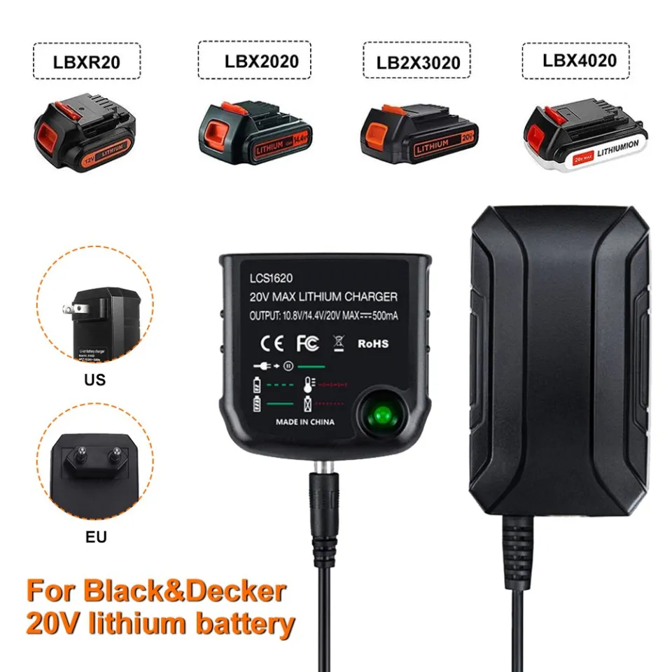 LCS1620 Lithium Battery Charger For Black&Decker 10.8V 14.4V 18V 20V Serise  LBXR20 Electric Drill