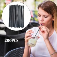 200PCS Disposable Plastic Black Straws Flexible Straws For Banquet Bar Drinks Clear Plastic Straws Wide