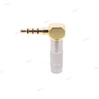 3.5mm Jack 4 Poles Audio Plug 90 Degree Right Angle Earphone Splice Adapter HiFi Headphone Terminal Solder Gold Plated Connector 17TH