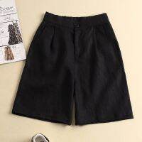 board shorts cotton and linen female large size 2021 summer new Korean version of thin section high waist casual wide-leg shorts