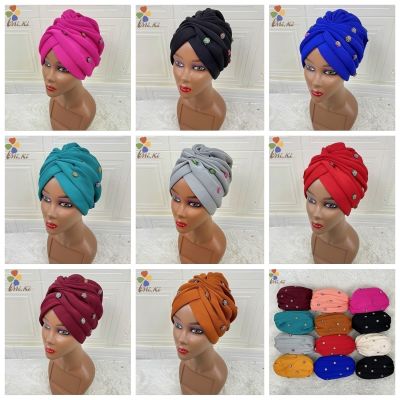 【YF】 2021 cotton solid folds Diamond muslim women inner hijab caps Arab wrap head Hair Bonnets Cap For