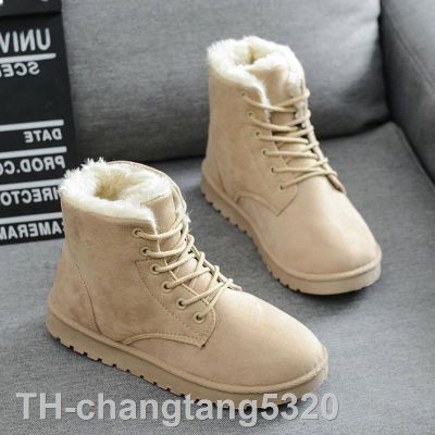 2023changtang5320 ใหม่ผู้หญิงหิมะรองเท้าบูทหนัง Up ข้อเท้ารองเท้าบูท Warm Faux Fur สุภาพสตรีฤดูหนาวหญิงรองเท้า