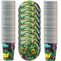 60pcs/lot Ninja Turtle Theme Tableware Set Happy Birthday Party Plates Cups Dishes Decoration Baby Shower Events Supplies