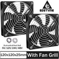 Gdstime120x120x25mm Cooler Axial Fan With Grill 5V 12V 24V 48V Excellent Ventilation 12cm fan For PSU Cabinet Server Workstation