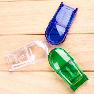 Mini Convenient Pill Cutter Box Easy To Clean Multifunctional Eco-friendly Medicine Organizer Plastic Compartment Lightweight Splitter Storage Case Stainless Steel Blade