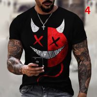 Men Casual Loose Men 3D Printing Couple Short Sleeves Fashion Color Matching Smiley Face Printing T-shirt XS-6XL